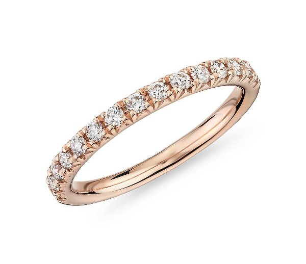 French Pave Diamond Ring in 18k Rose Gold (1/3 ct. tw.) | Blue Nile