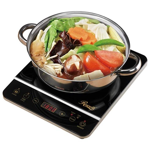 1800 Watt Induction Cooker Cooktop , Included 10" 3.5 Qt 18-8 Stainless Steel Pot, Gold, RHAI-16001