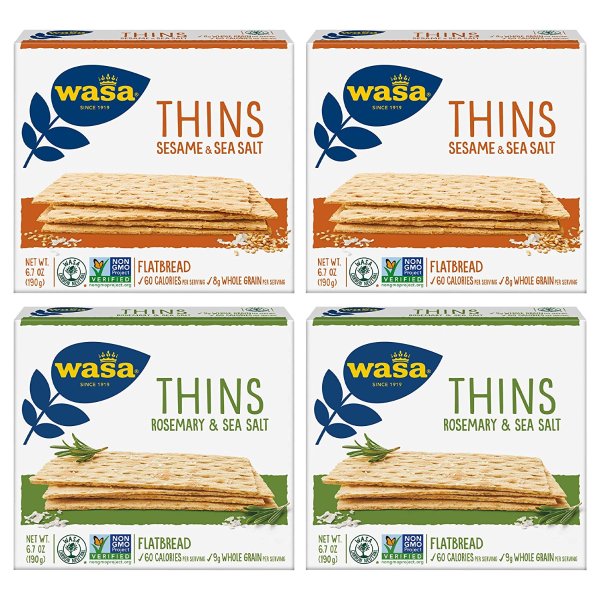 Wasa Thins Flatbread Crackers Variety 4 Pack
