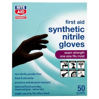 Rite Aid First Aid Synthetic Nitrile Gloves - 50 ct