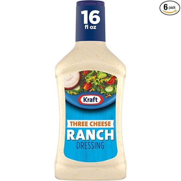 Three Cheese Ranch Salad Dressing (16 fl oz Bottles, Pack of 6)