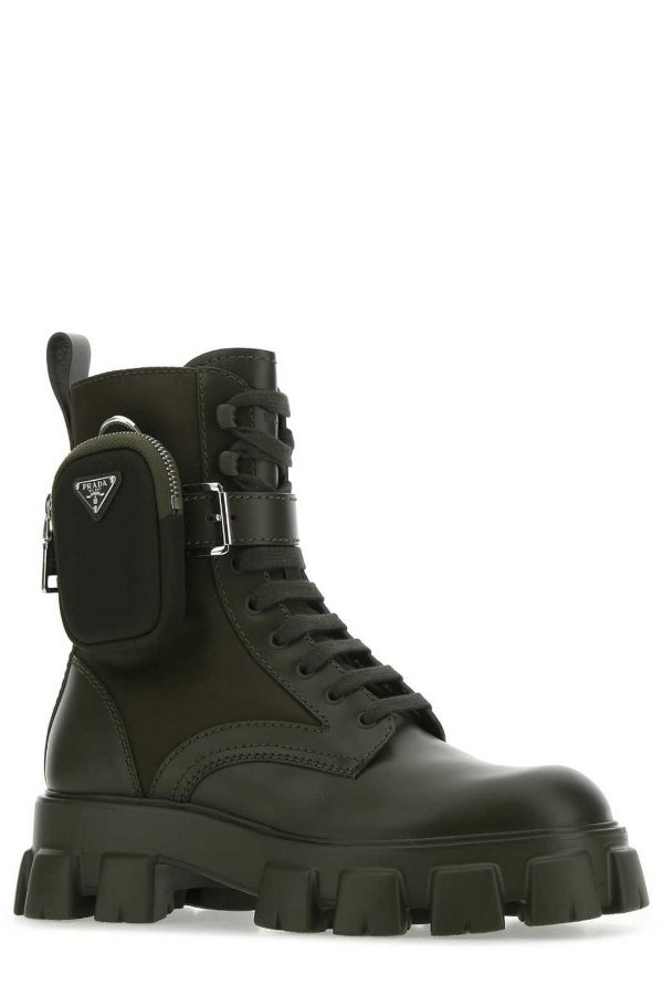 Panelled Pouch-Attached Combat Boots