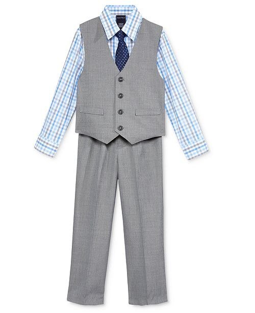 3-Pc. Sharkskin Vest, Shirt & Pants Set, Toddler Boys