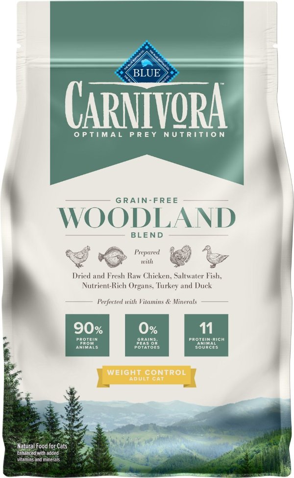 Carnivora Woodland Blend Weight Control Grain-Free Adult Dry Cat Food, 4-lb bag - Chewy.com