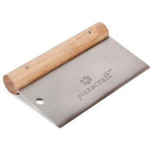 Pizzacraft 6" x 3" Hardwood Handled Pizza Dough Scraper and Cutter (Stainless Steel)