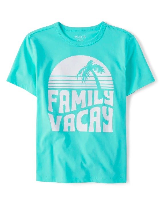 Unisex Kids Matching Family Short Sleeve Vacay Graphic Tee | The Children's Place - BLUE RADIANCE