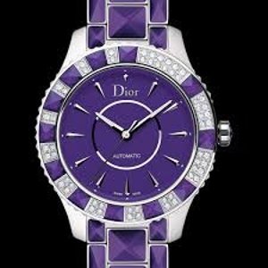 DIOR 紫色蓝宝石水晶镶钻机械奢华时装女表