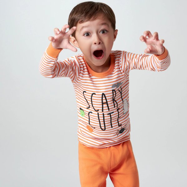 2-Piece Infant & Toddler Neutral "Scary Cute" Snug Fit Cotton Pajamas