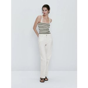 Massimo DuttiStriped crop top with crossover straps - Massimo Dutti