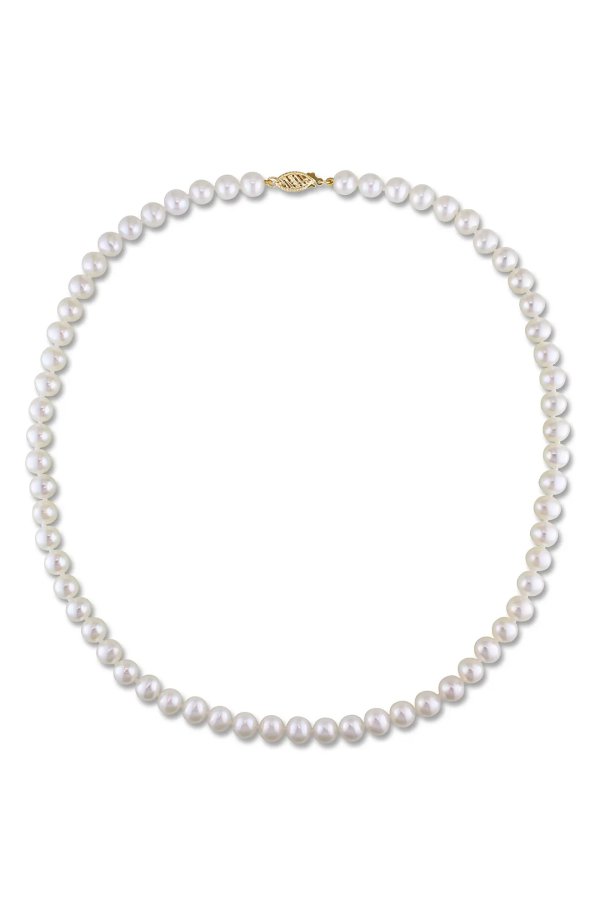 14K Yellow Gold 6.5-7mm Cultured Freshwater Pearl Necklace