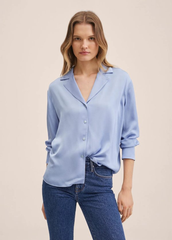 Buttons satin blouse - Women | Mango USA