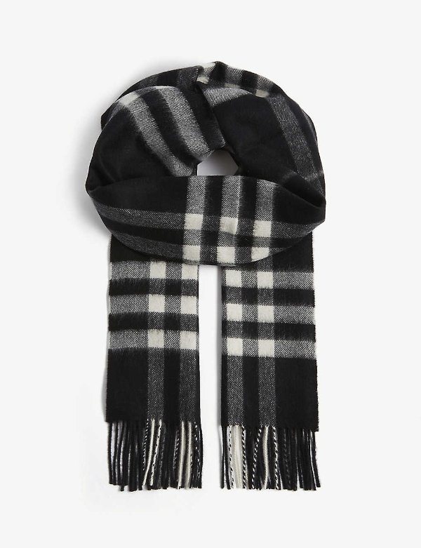 Giant check cashmere scarf
