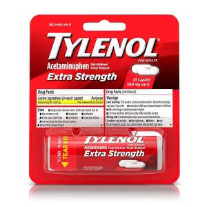 Tylenol, Extra Strength Caplets with 500 mg Acetaminophen Pain Reliever Fever Reducer ct, Multicolor, 10 Count