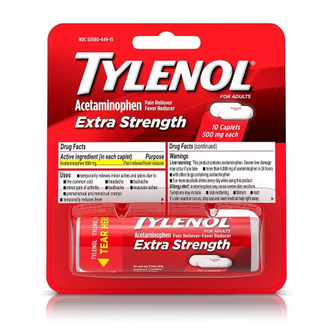 白菜价：Tylenol 强效退烧止痛药 500 mg 10粒 旅游随身包装