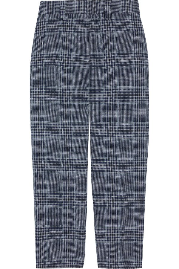 Cropped Prince of Wales checked cotton-blend tapered pants
