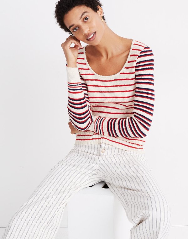 Stillman Pullover Sweater in Stripe Mix