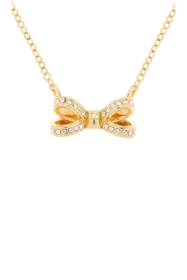 Olessi Mini Pave Bow Pendant Necklace