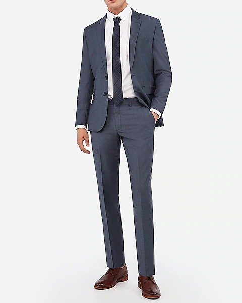 Extra Slim Blue Performance Stretch Wool-blend Suit Pant