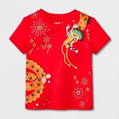Lunar New Year Toddler Short Sleeve 'Year of the Dragon' T-Shirt - Red