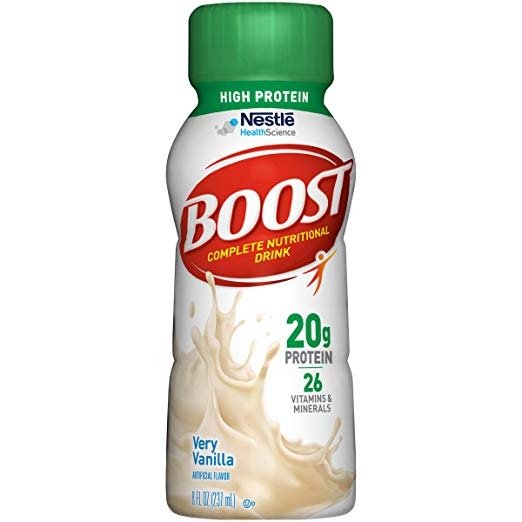 Boost High Protein Complete Nutritional Drink, Very Vanilla, 8 fl oz Bottle, 24 Pack