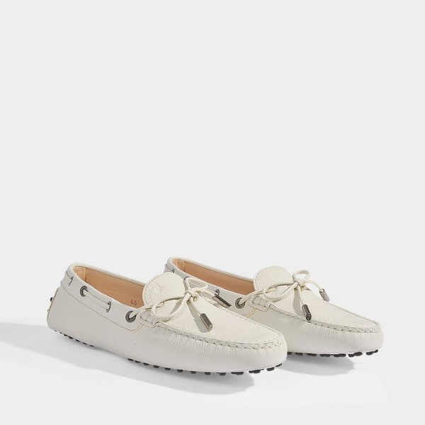 Heaven Gommino Loafers in White Leather