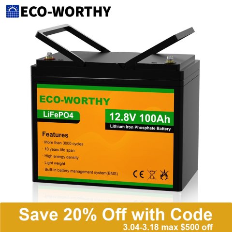 ECO-WORTHY 锂电池 12V 100AH