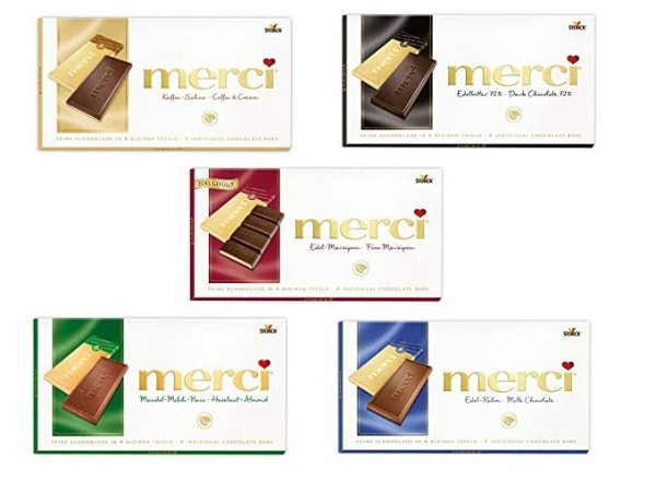 Finest Selection Assortment of Individual Chocolate Tablets, Bundle of 5 Bars / German Import