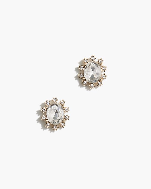 Oval gem earrings