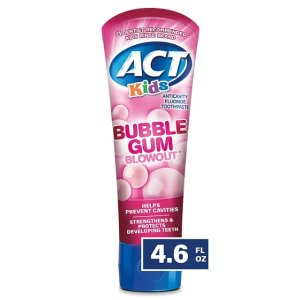 8折订阅优惠 $1.94起收ACT Kids 儿童防蛀牙含氟牙膏，4.6盎司/支