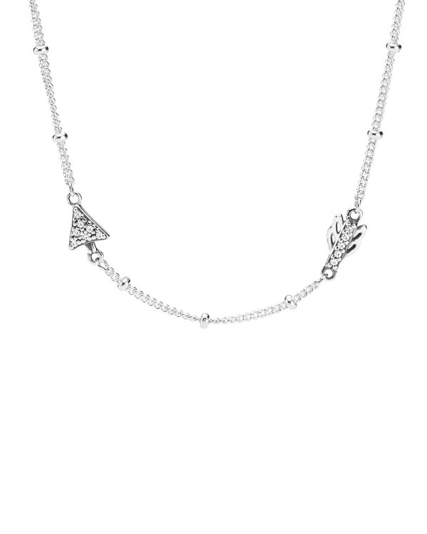 Silver CZ Sparkling Arrow Necklace