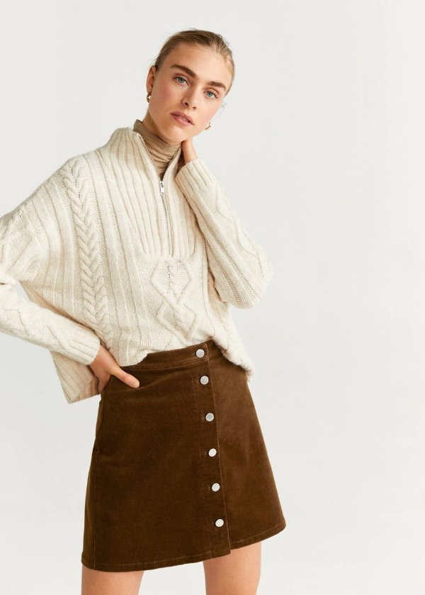 Buttoned corduroy skirt - Women | OUTLET USA