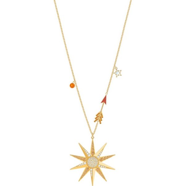 Lucky Goddess Star Necklace, Multi-colored, Gold plating by SWAROVSKI