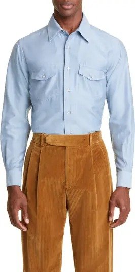 Cotton & Cashmere Button-Up Shirt