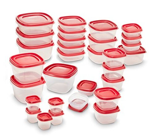 Easy Find Lids Food Storage Container, 60-piece Set, Red