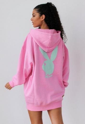 - Playboy xPink Bunny Back Hoodie Dress