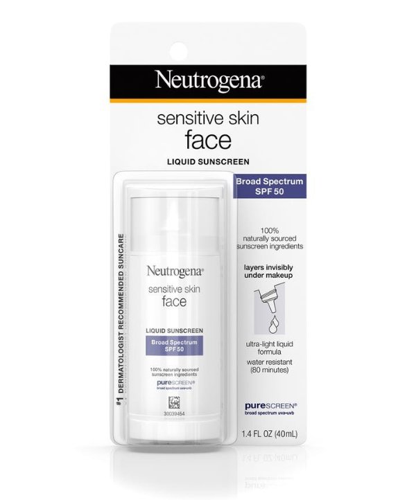 Sensitive Skin Face Liquid Sunscreen Broad Spectrum SPF 50