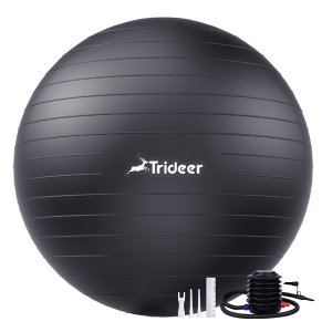 Trideer Yoga Ball Exercise Ball, 5 Sizes Ball Chair, Heavy Duty Swiss Ball for Balance, Stability, Pregnancy and Physical Therapy, Quick Pump Included