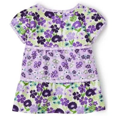 Girls Short Sleeve Violet Floral Print Poplin Tiered Top - Whooo's Cute | Gymboree