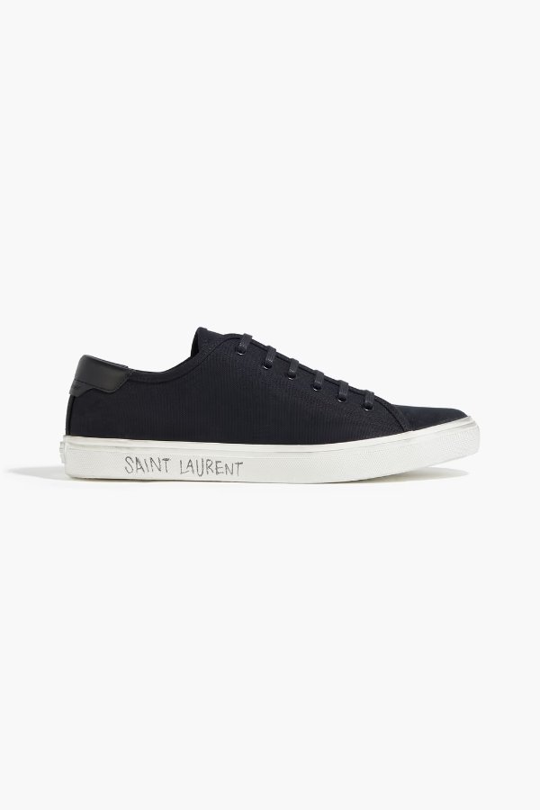 Logo-print leather-trimmed canvas sneakers