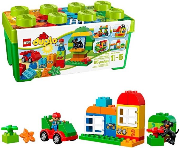 DUPLO All-in-One-Box-of-Fun Building Kit 10572 Open Ended Toy for Imaginative Play with Largebricks made for toddlers and preschoolers (65 Pieces)