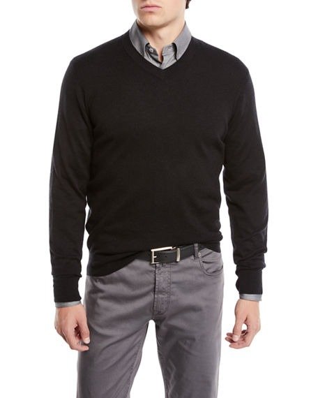 Men's Cashmere/Silk V-Neck Sweater