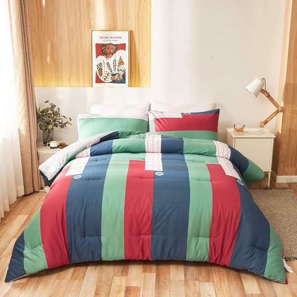 Wkrevs Comforter Set King Size 3 Pieces Bedding Set 100% Cotton