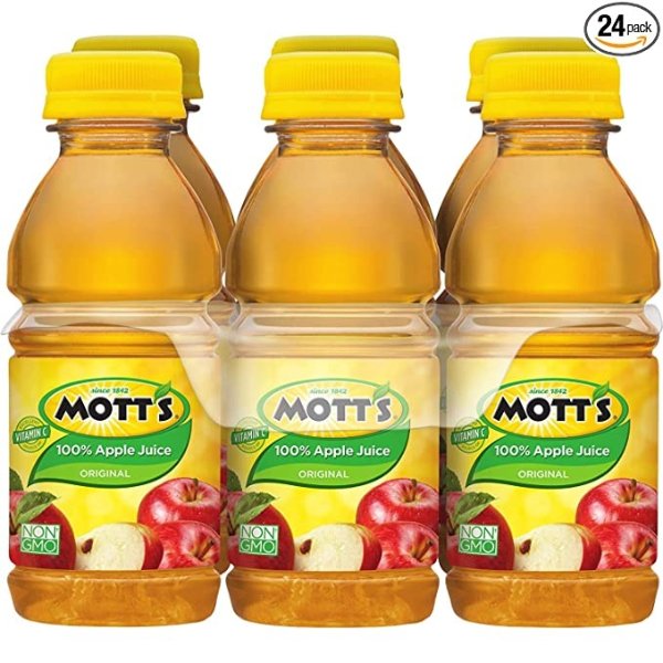 Mott's 100% Original Apple Juice, 8 fl oz bottles, (Pack of 24)