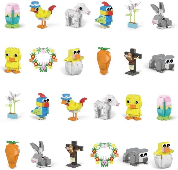 24 Pack Easter Mini Building Block Toys for Kids Boys Girls Teens Easter Basket Stuffers Gifts Party Favors