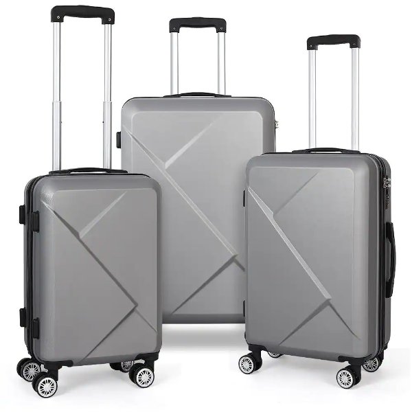 Marathon Lakeside Nested Hardside Luggage Set in Gainsboro Grey, 3 Piece - TSA Compliant