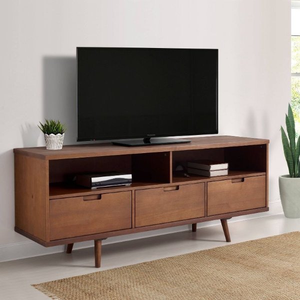 Cara Mid-Century Modern 3 Drawer TV Stand for TVs up to 65" - Saracina Home