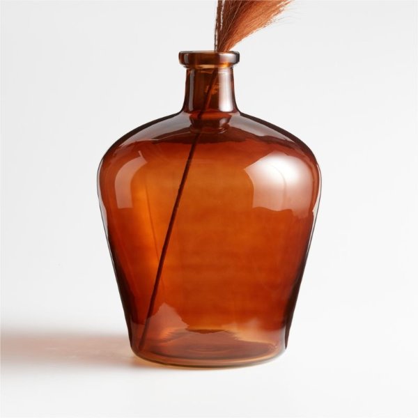 Amber Glass Vase 13.75" + Reviews | Crate & Barrel