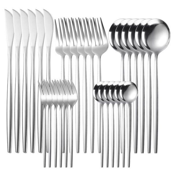 26.66US $ 20% OFF|30pcs Gold Dinnerware Set Stainless Steel Steak Knife Fork Coffee Spoon Teaspoon Flatware Dishwasher Safe Kitchen Tableware Set - Dinnerware Sets - AliExpress