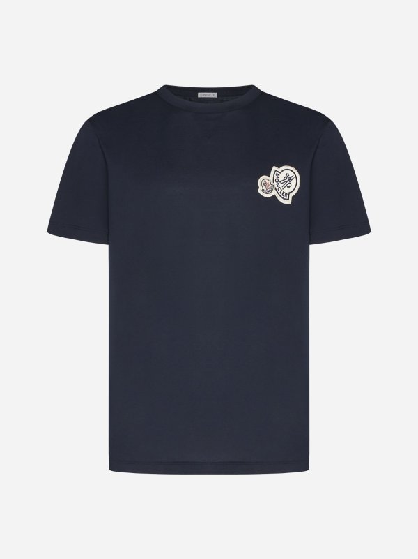 Double logo-patch cotton t-shirt