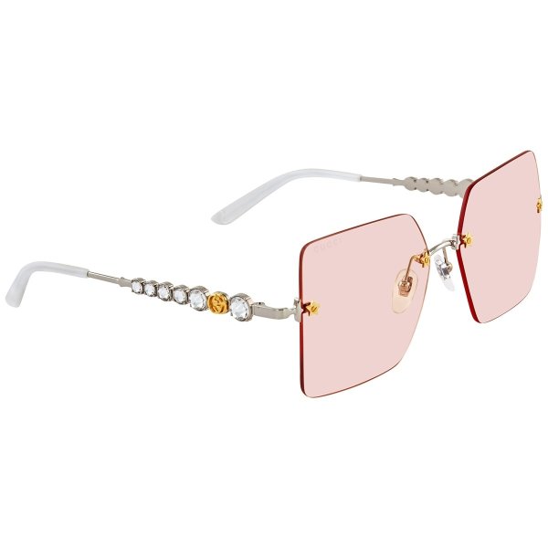 Pink Rimless Ladies Sunglasses GG0644S 003 56